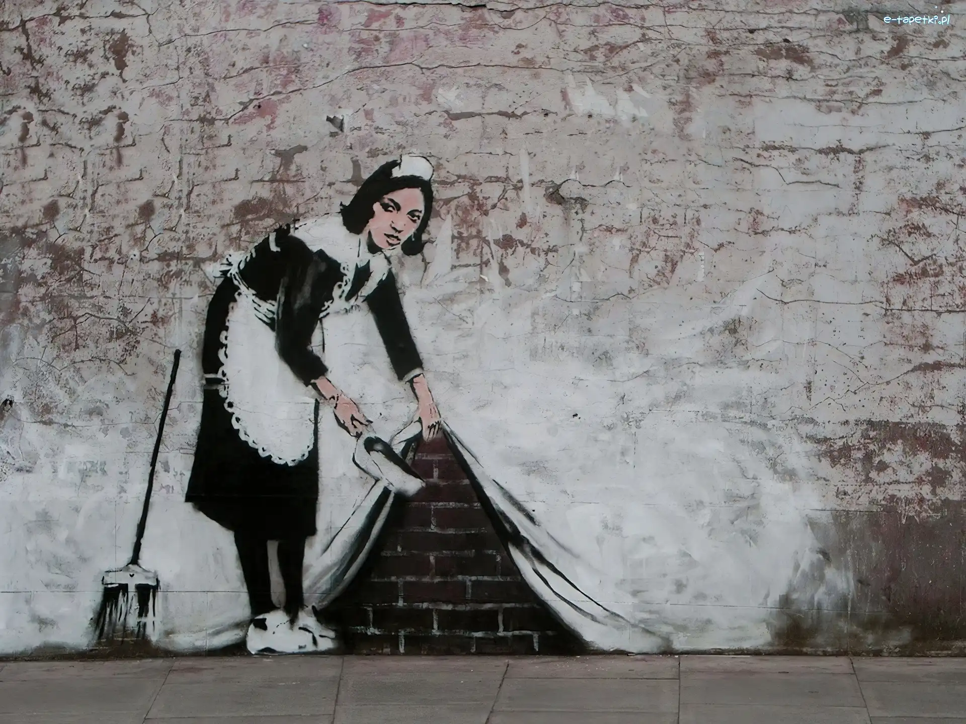 Sprzątająca, Banksy, Pokojówka, Street art, Mural