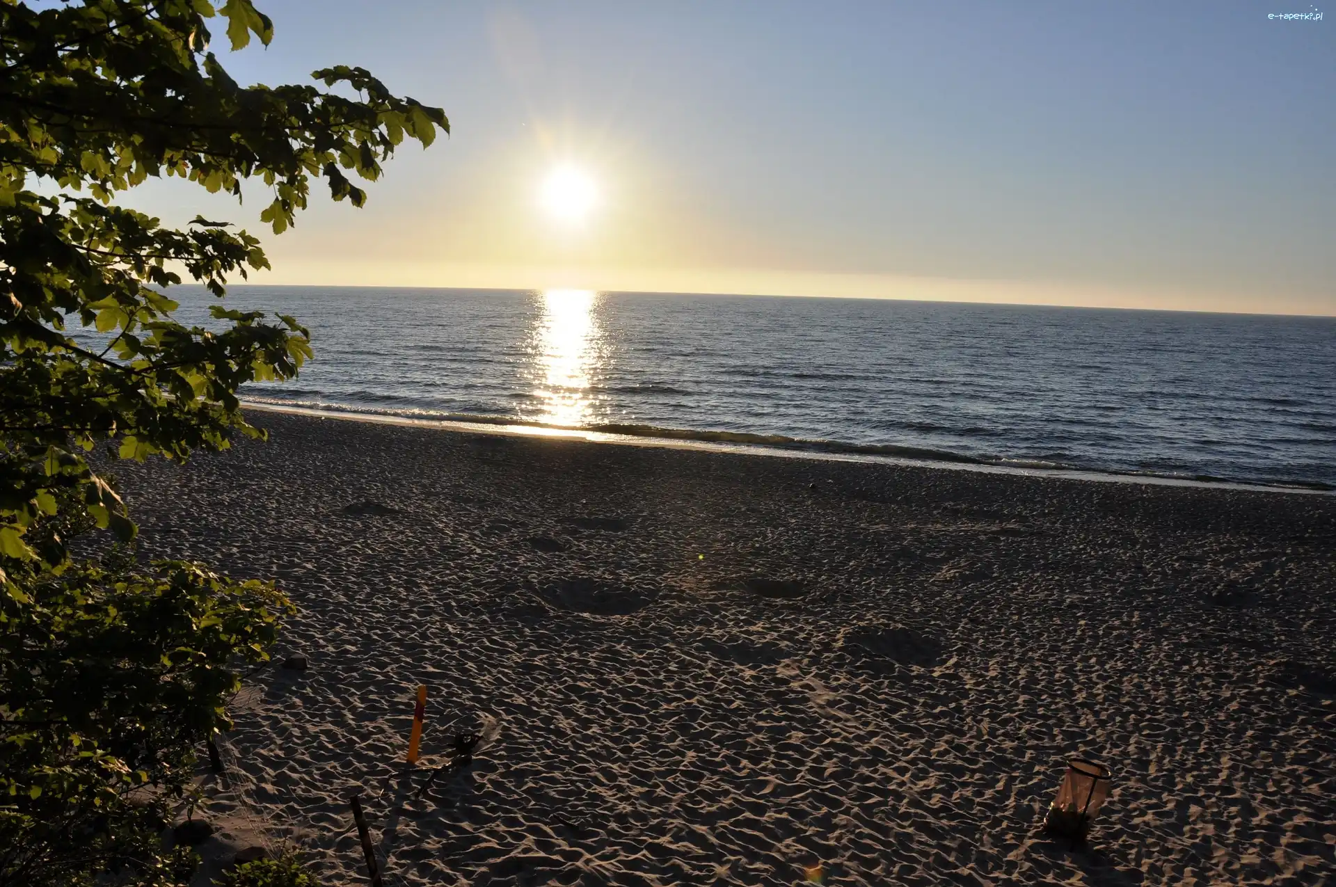 Zachód, Morze, Słońca, Pobierowo, Plaża