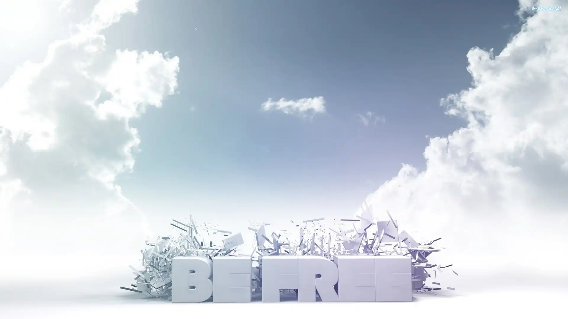 Chmury, Napis 3d, Be free