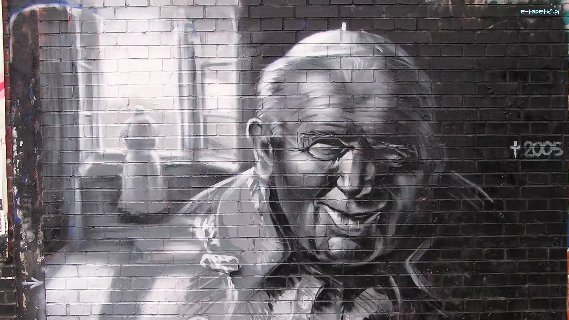 Okno, Postać, Jan Paweł II, Street art, Portret, Mural