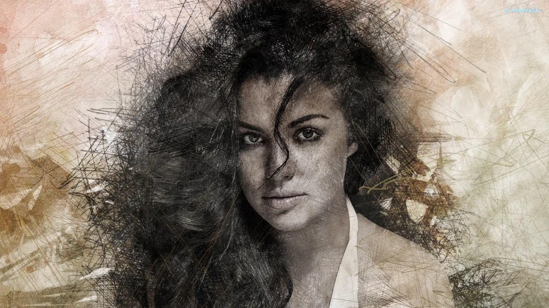 Grafika, Brunetka, Kobieta