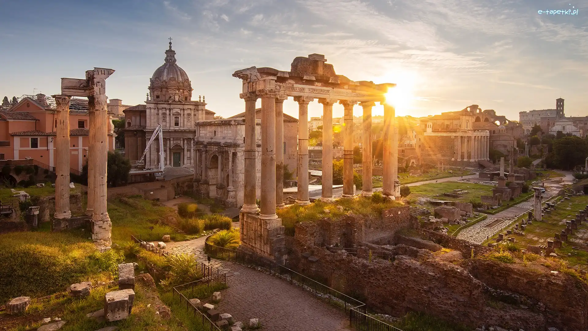 Ruiny, Włochy, Rzym, Świątynia Saturna, Forum Romanum