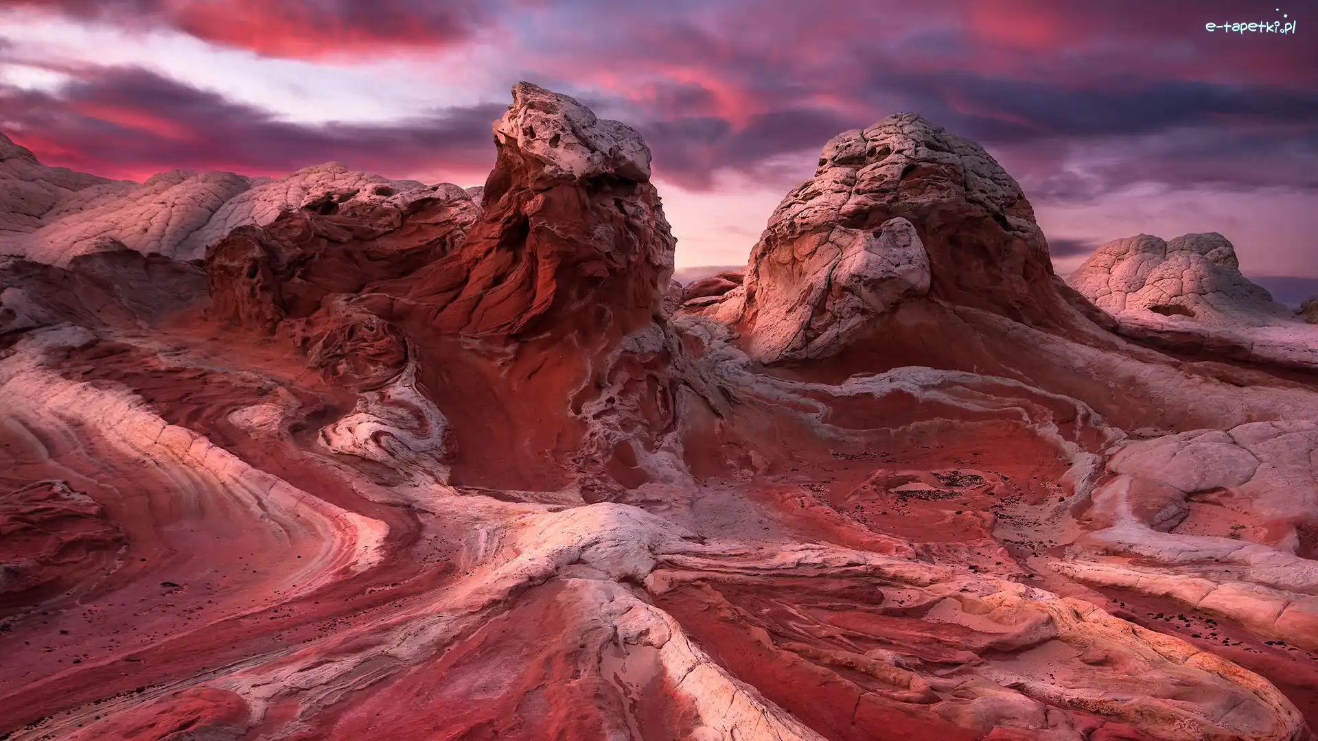 Stany Zjednoczone, Skały, White Pocket, Czerwone, Góry, Arizona, Vermilion Cliffs