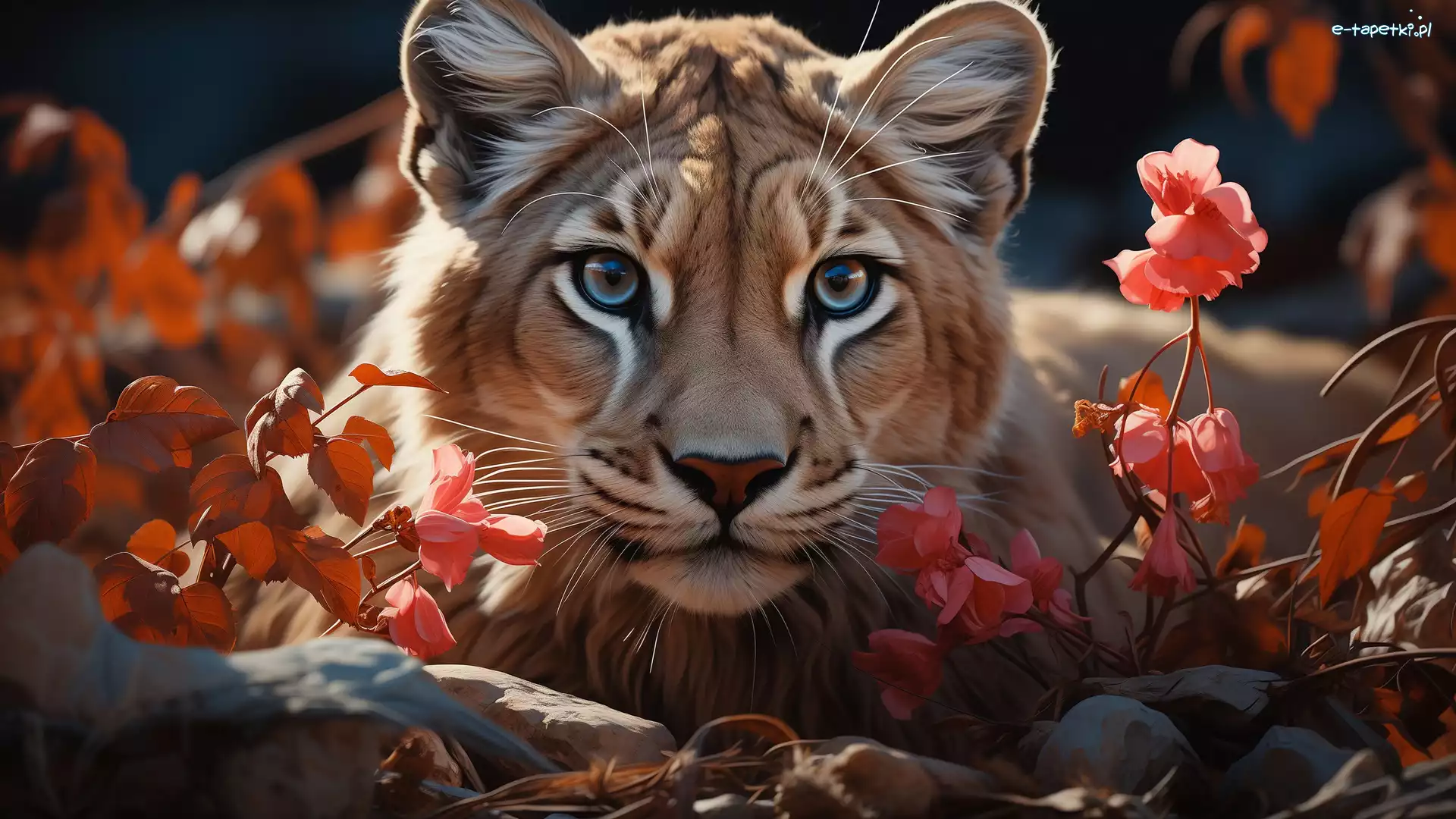 Puma, Rośliny, Dziki kot, Grafika, Światło