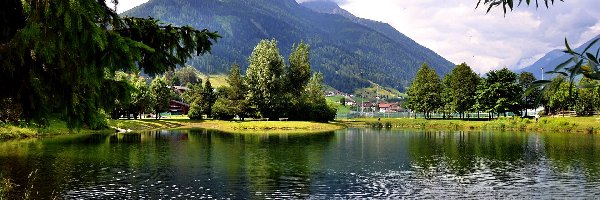 Góry, Austria, Alpy, Jezioro