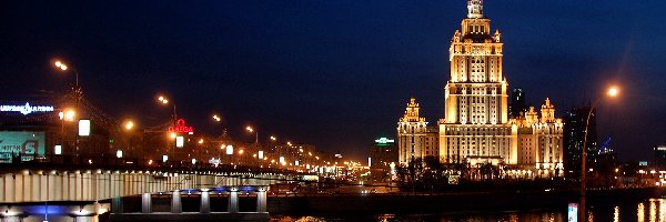 Panorama, Rosja, Noc, Moskwa