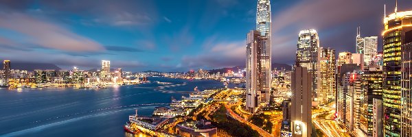 Drapacze, Wieczór, Chmur, Hong Kong