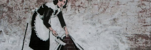 Sprzątająca, Banksy, Pokojówka, Street art, Mural