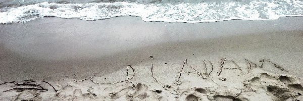 Napis, Plaża, Morze