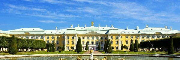 Rosja, Pałac, Fontanna, St. Petersburg