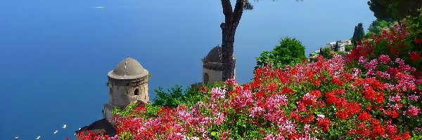 Kwiaty, Włochy, Ravello, Morze