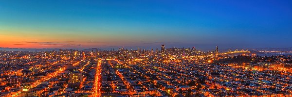 Miasto, Panorama, Noc, San Francisco