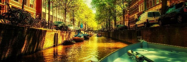 Kanał, Holandia, Łodzie, Amsterdam