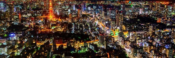 Japonia, Noc, Miasto, Tokio