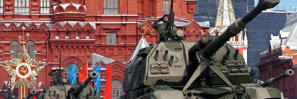 Żołnierze, Moskwa, Plac Czerwony, Czołgi