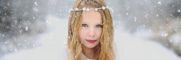 Śnieg, Aniołek, Dziewczynka, Zima