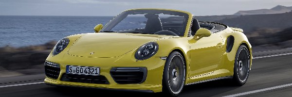 Żółte, 911, Porsche, Droga, Turbo