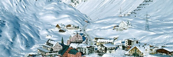 Zima, Tyrol, Austria, Śnieg, Arlberg, Kurort Narciarski