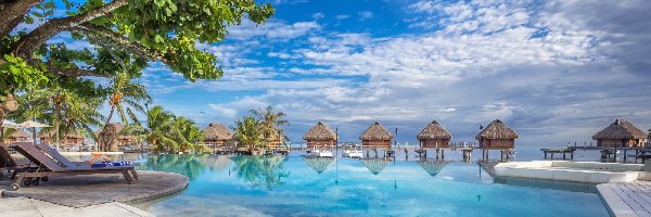 Domki, Hotel Manava Beach Resort & Spa, Basen, Wakacje, Wyspa Moorea, Polinezja Francuska