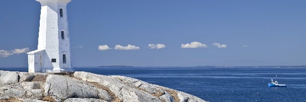 Latarnia Morska Peggys Point, Morze, Skały, Kanada