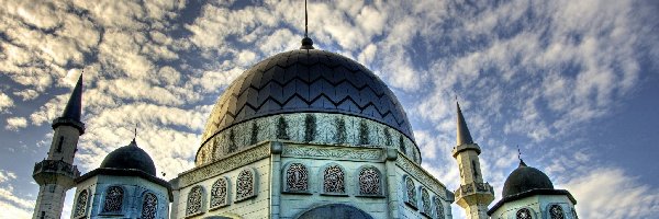 Islam, Kopuły, Meczet, Obłoki, Niebo