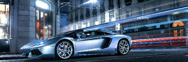 2013, Światła, Ulica, Lamborghini Aventador LP 700-4 Roadster