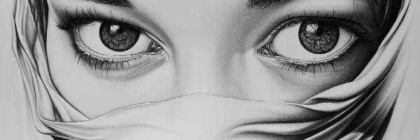 Kobieta, Spojrzenie, Oczy, Ołówek, Rysunek