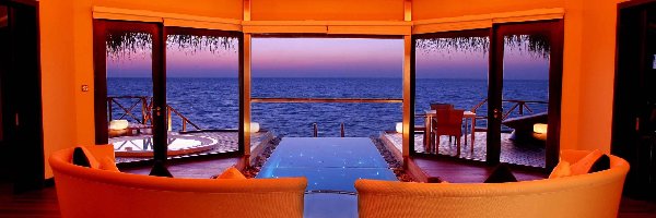 Morze, Malediwy, Widok, Dom