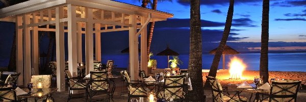 Restauracja, Ognisko, Plaża, Mauritius, Ocean