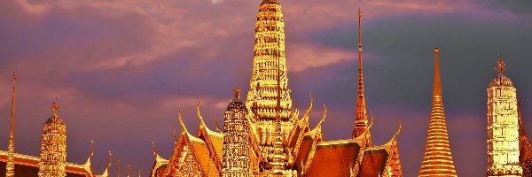 Miasto, Świątynie, Nocą, Bangkok