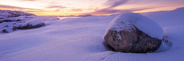 Śnieg, Kamień, Zima