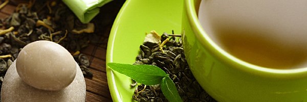kamienie, listki, zielona herbata