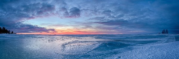 Morze, Zamarznięty, Brzeg, Zima, Wschód Słońca, Finlandia