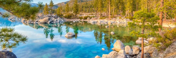 Jezioro Tahoe, Kamienie, Góry Sierra Nevada, Stany Zjednoczone