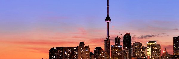 Kanada, Miasto nocą, Drapacze Chmur, Toronto