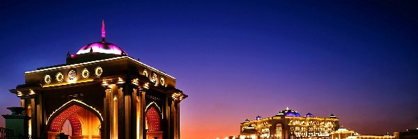 Hotel, Miasto, Emirates Palace, Miasto nocą, Abu Dhabi