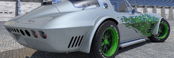 Zabytkowy, 1964, Chevrolet Corvette Grand Sport, 3D, Tył