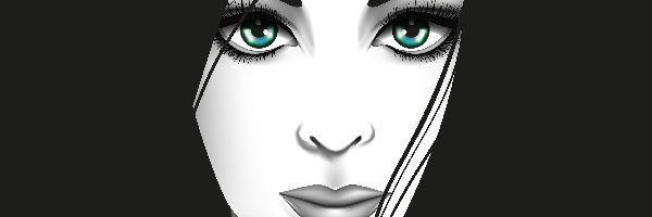 Kobieta, Zielone, Twarz, Grafika 2D, Oczy