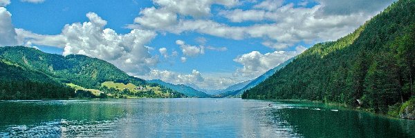 Góry, Austria, Lasy, Jezioro