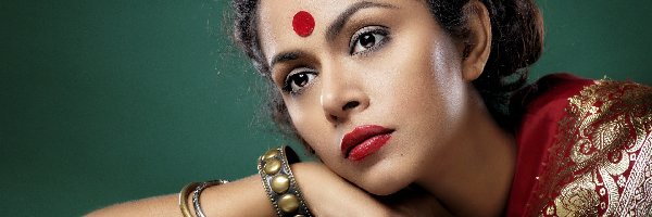 Kobieta, Tilaka, Hinduska, Makijaż, Biżuteria