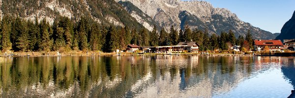 Góry, Las, Jezioro, Domy, Austria
