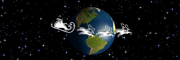 Mikołaj, Renifery, Sanie, Gwiazdki, Ziemia