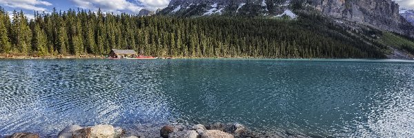 Kamienie, Kanada, Góry Skaliste, Domek, Jezioro Lake Louise, Park Narodowy Banff