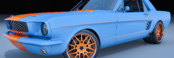 Ford Mustang GT Coupe, Zabytkowy, 1965, Niebieski