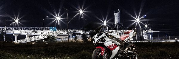 Yamaha, Światła, Noc, Motocykl