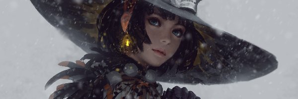 Kapelusz, Digital Art, Czaszka, Dziewczyna