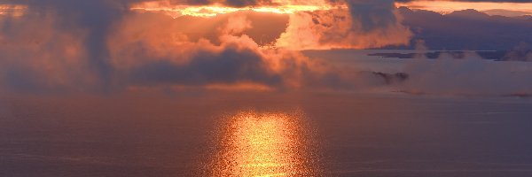 Wyspa Rona, Zachód słońca, Szkocja, Morze