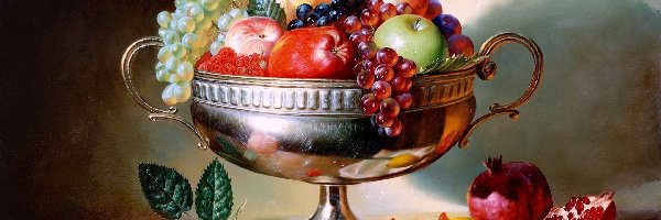 Patera, Grafika, Owoce, Srebrna