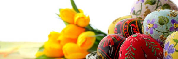 Koszyk, Wielkanocne, Jajka, Tulipany
