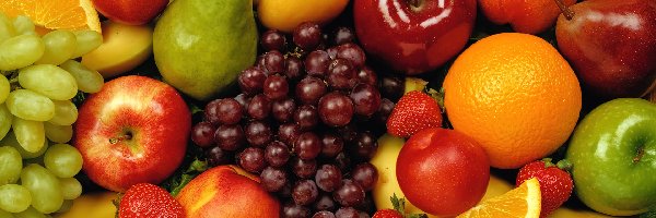 Winogrona, Pomarańcza, Jabłka, Owoce, Gruszki